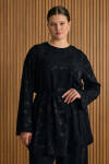 Siyah Çicek Jakar Desenli Beli Bağlamalı Tunik - 2