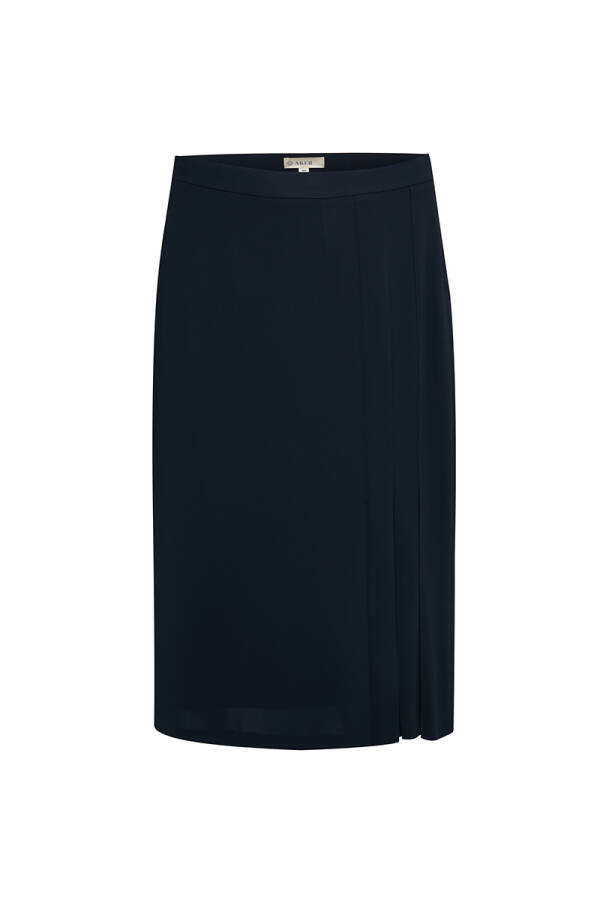 Siyah Çift Pile Detaylı Etek - 1