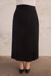Siyah Çift Pile Detaylı Etek - 4