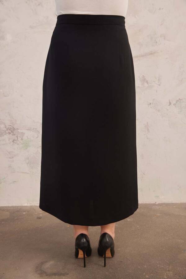 Siyah Çift Pile Detaylı Etek - 7