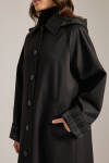 Siyah Çift Taraflı Kullanılan Seyyar Kapuşonlu Trençkot - 7