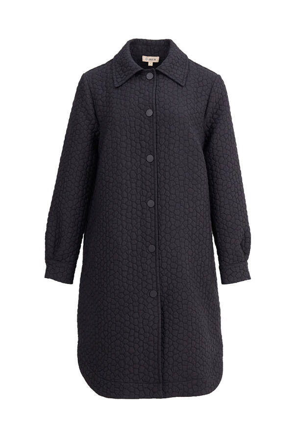 Siyah Çıt Çıt Detaylı Kendinden Desenli Kap - 1