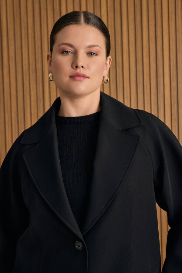 Siyah Çizgili Dokuma Ceket - 4