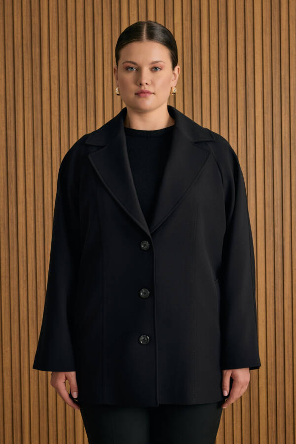 Siyah Çizgili Dokuma Ceket - Aker (1)