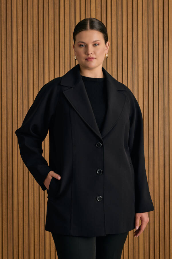 Siyah Çizgili Dokuma Ceket - Aker