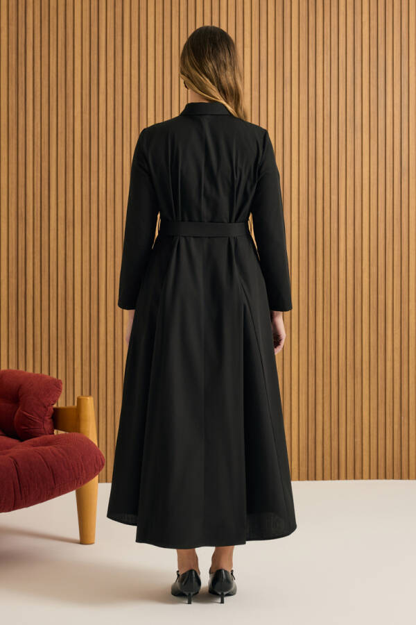 Siyah Cotton Elbise - 5