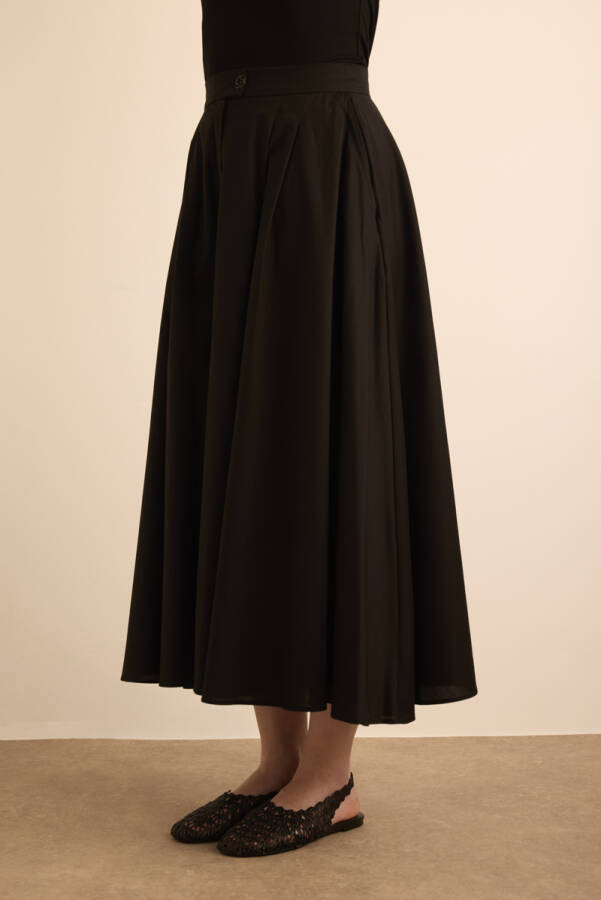 Siyah Cotton Evaze Etek - 5