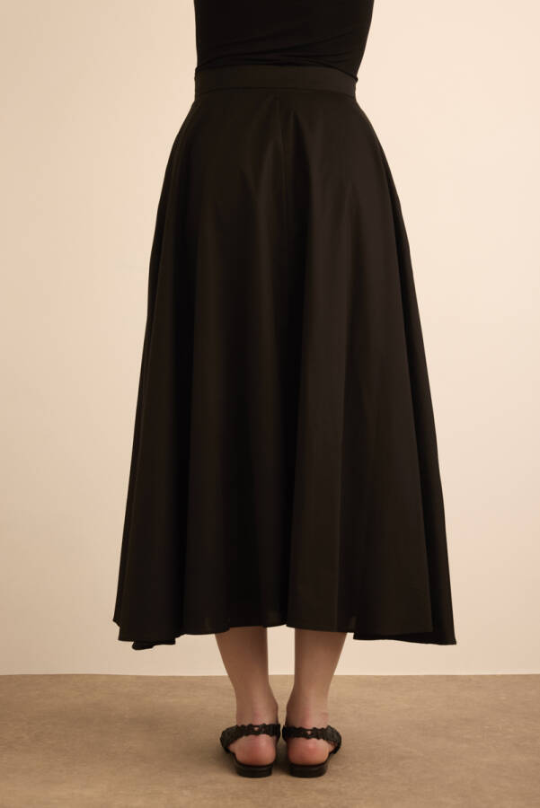 Siyah Cotton Evaze Etek - 7