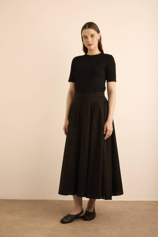 Siyah Cotton Evaze Etek - 1