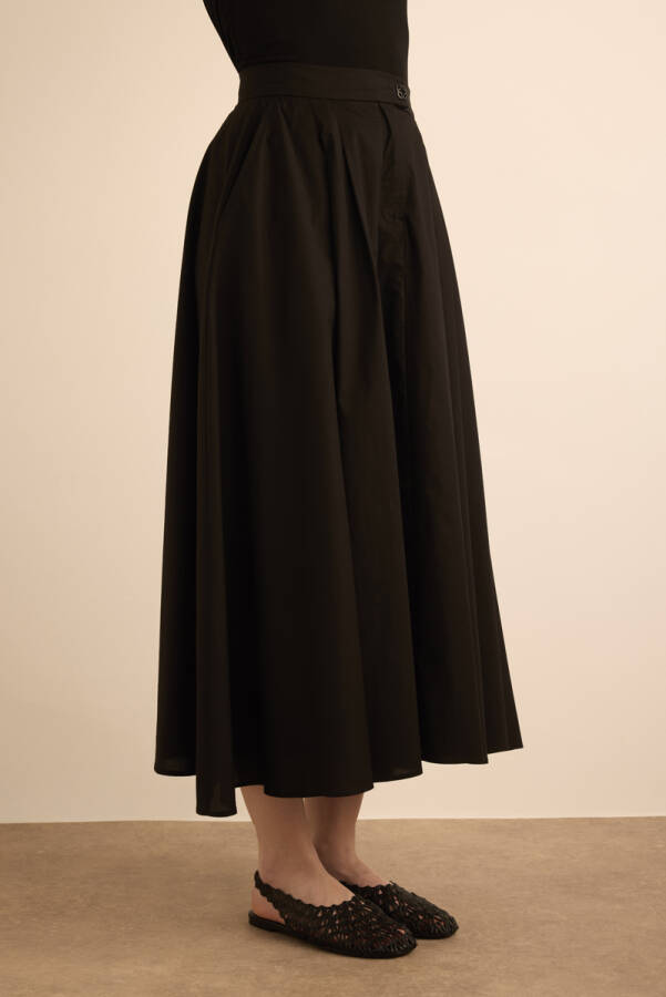 Siyah Cotton Evaze Etek - 4