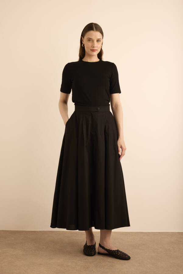 Siyah Cotton Evaze Etek - 2