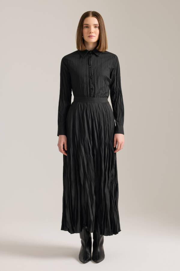 Siyah Kraşlı Cotton Etek - 1