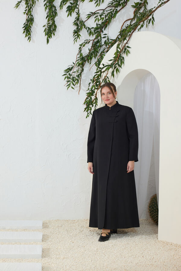 Siyah Dik Yaka Klasik Pardösü - Aker