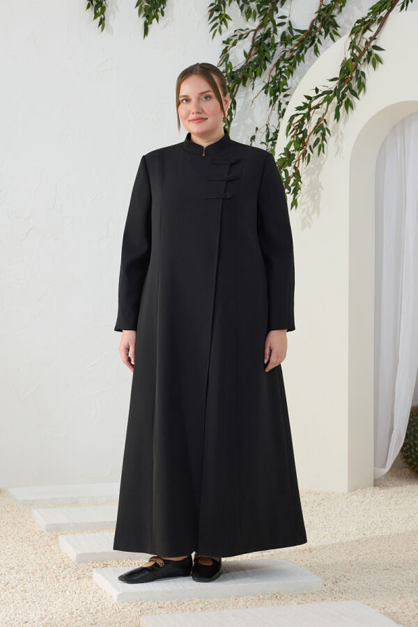 Siyah Dik Yaka Klasik Pardösü - Aker (1)