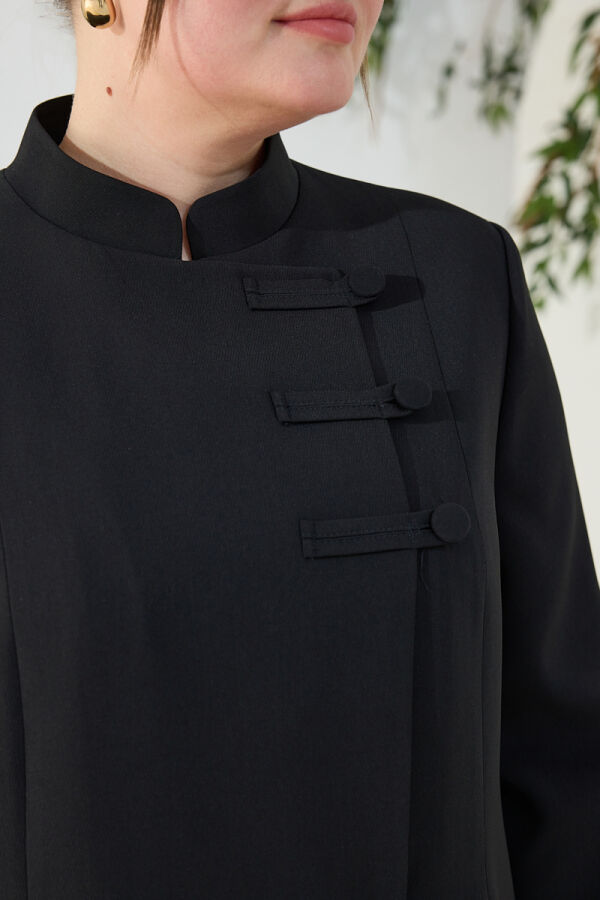Siyah Dik Yaka Klasik Pardösü - 5