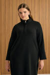 Siyah Dik Yaka Örme Elbise - 4