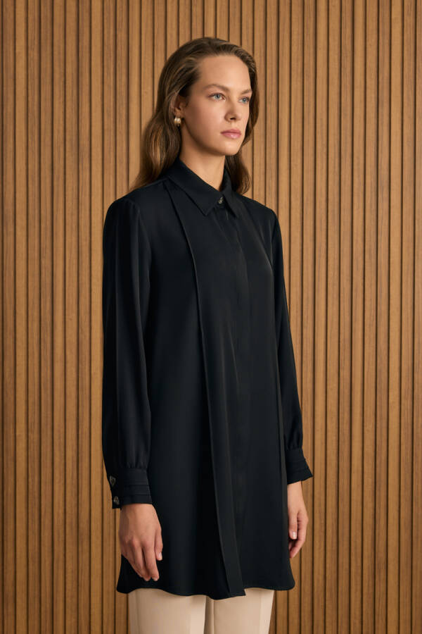 Siyah Dikiş Detaylı Tunik - 3