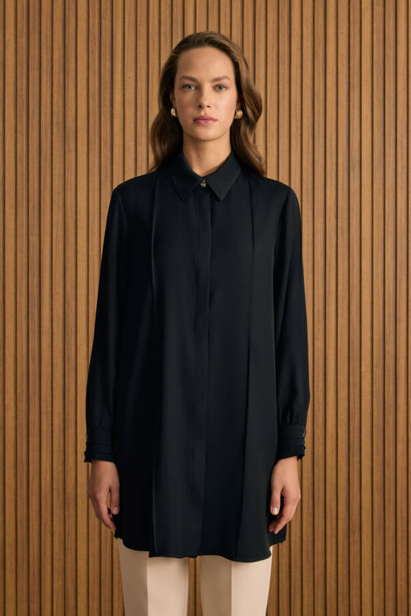 Siyah Dikiş Detaylı Tunik - 2