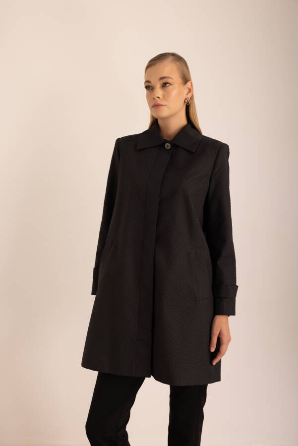 Siyah Kumaşı Dokulu Su İtici Özellikli Kap - 5