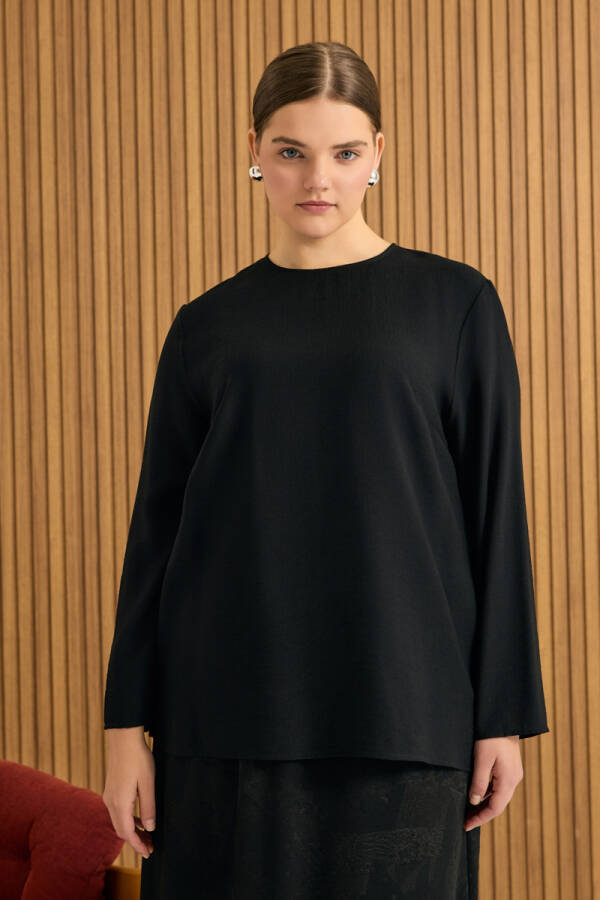 Siyah Dokuma Bluz - 4