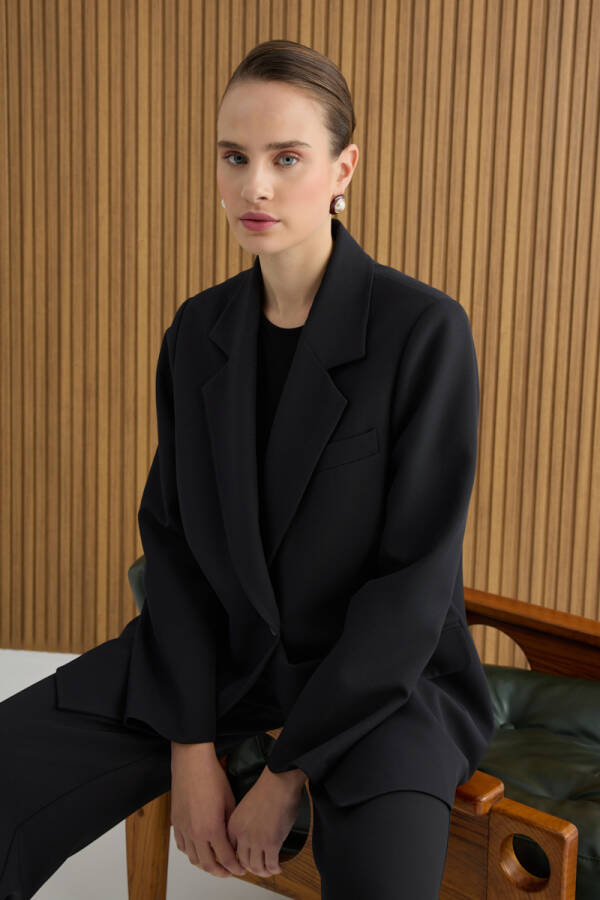 Siyah Dokuma Ceket - Aker