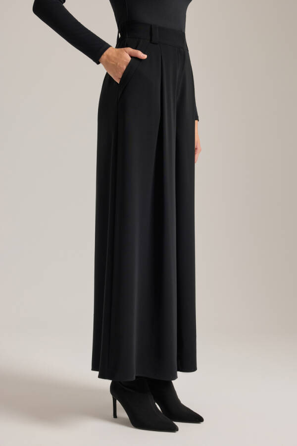 Siyah Dokuma Pantolon Etek - 3