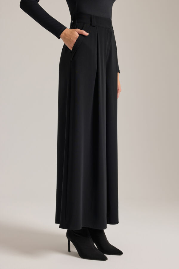 Siyah Dokuma Pantolon Etek - 3