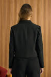 Siyah Dokuma Kısa Ceket - 5