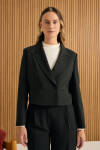 Siyah Dokuma Kısa Ceket - 3