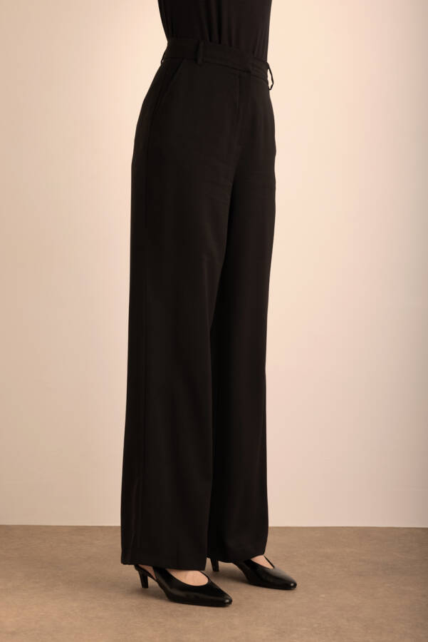 Siyah Dokuma Palazzo Pantolon - 4