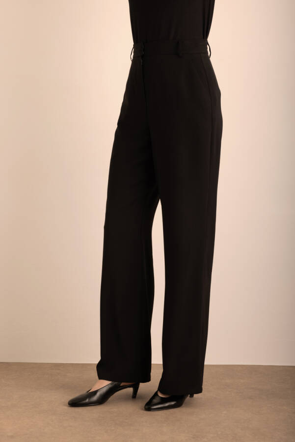 Siyah Dokuma Palazzo Pantolon - 5