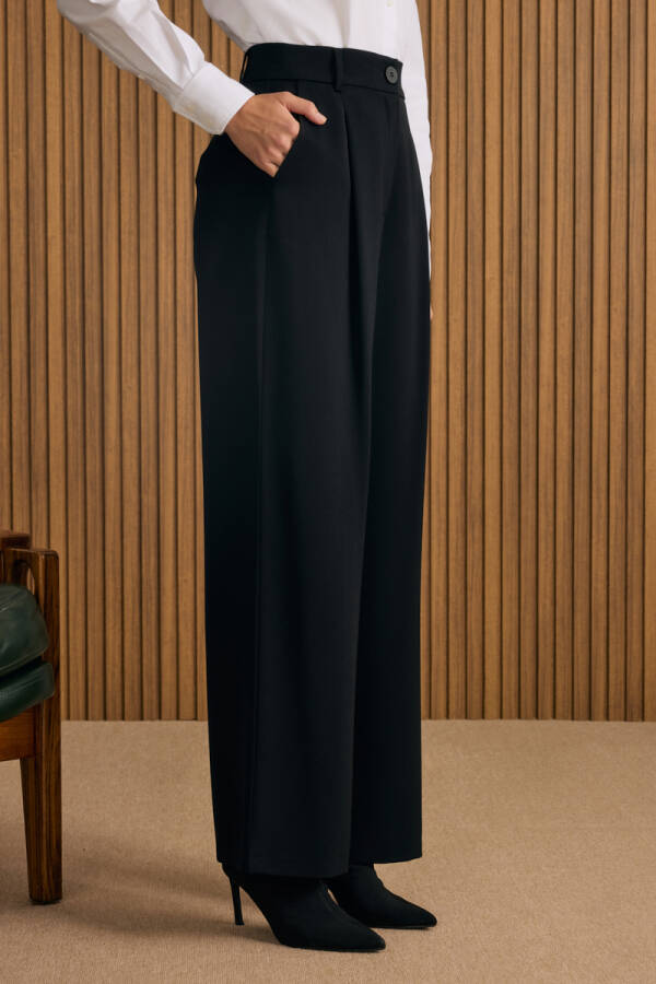 Siyah Dokuma Pantolon - 3