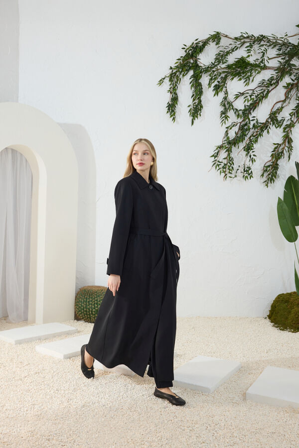 Siyah Dokuma Pardösü - Aker