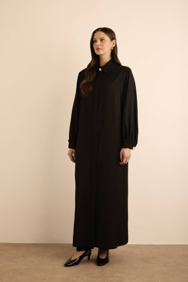 Siyah Dokuma Pardösü - Aker