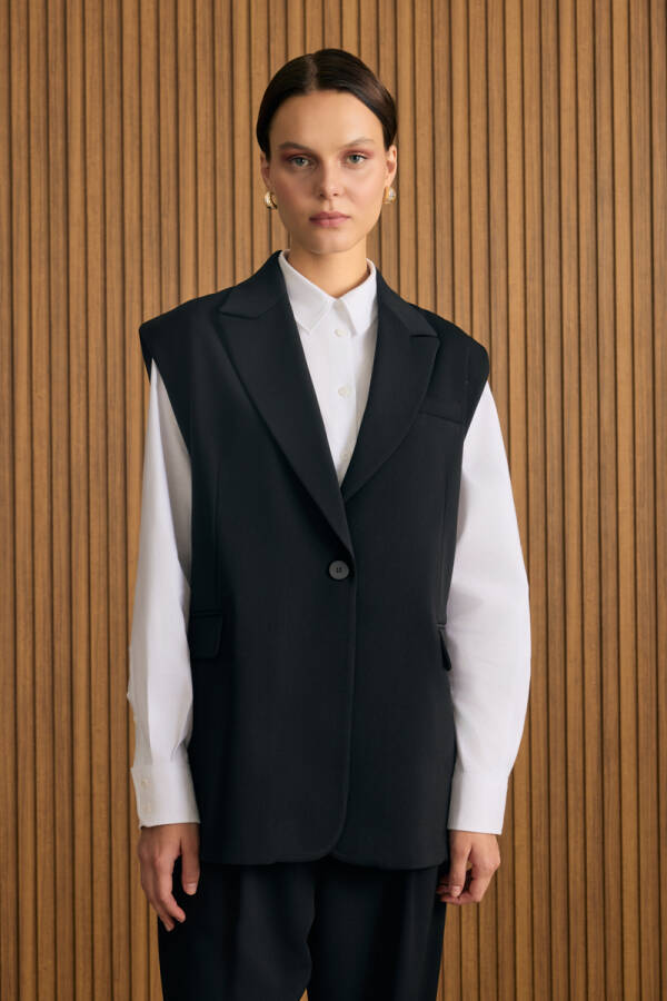 Siyah Dokuma Yelek - 1