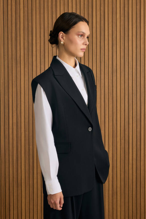 Siyah Dokuma Yelek - 4