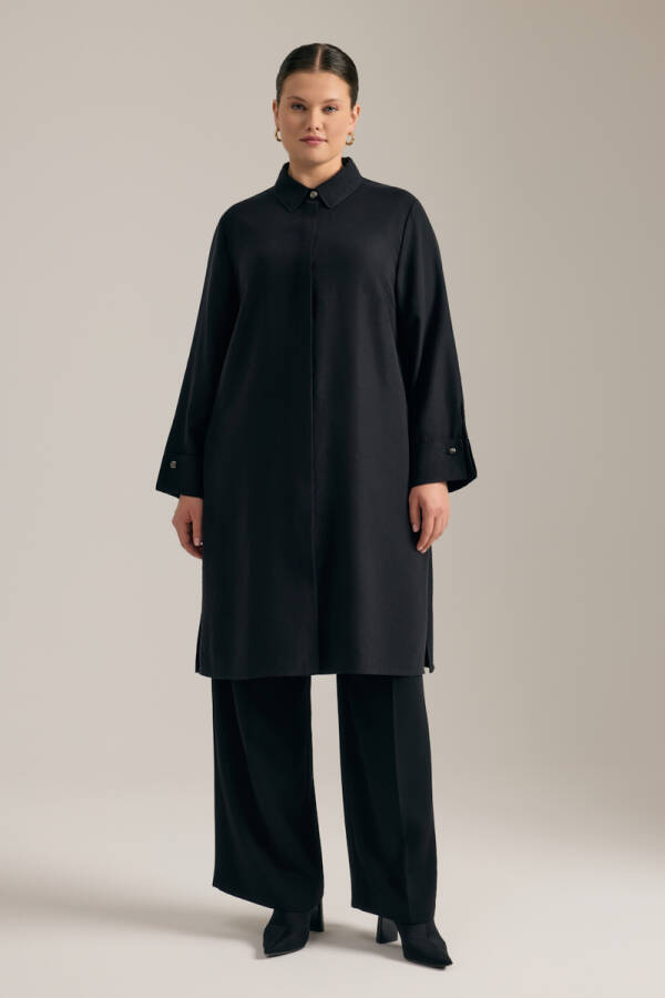 Siyah Dökümlü Bol Pantolon - Aker