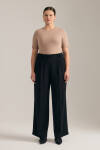 Siyah Dökümlü Bol Pantolon - 2