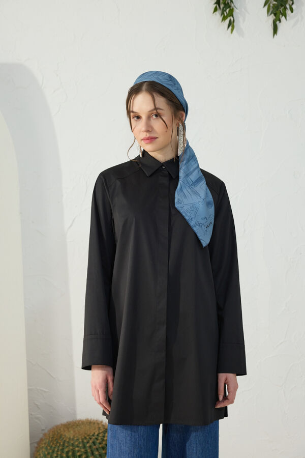 Siyah Duble Kol Gömlek - 2