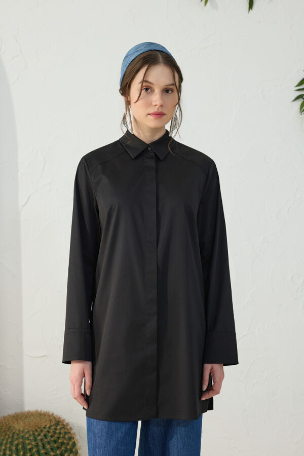 Siyah Duble Kol Gömlek - 3