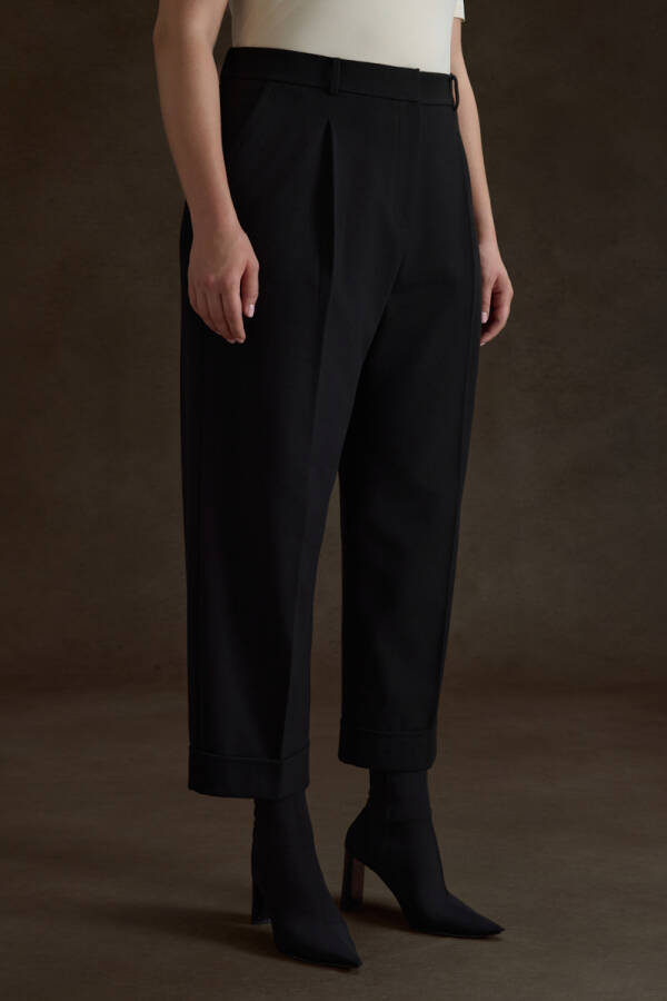Siyah Duble Paça Bol Form Pantolon - 3