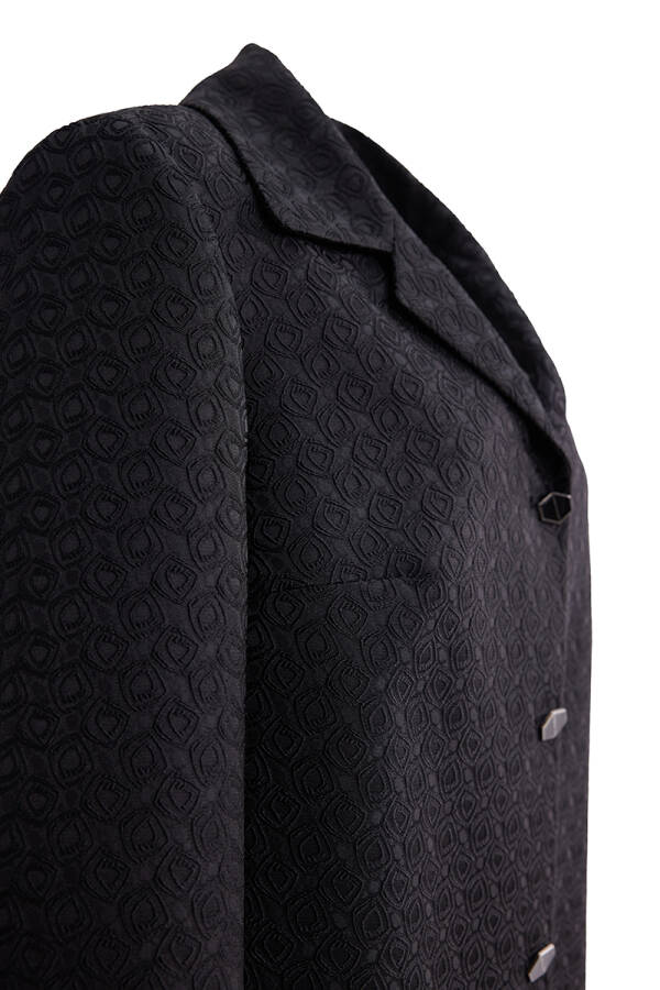 Siyah Düğme Detaylı Kendinden Dokulu Kumaş Kap - 3