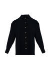 Siyah Düğme Detaylı Klasik Kesim Bluz 