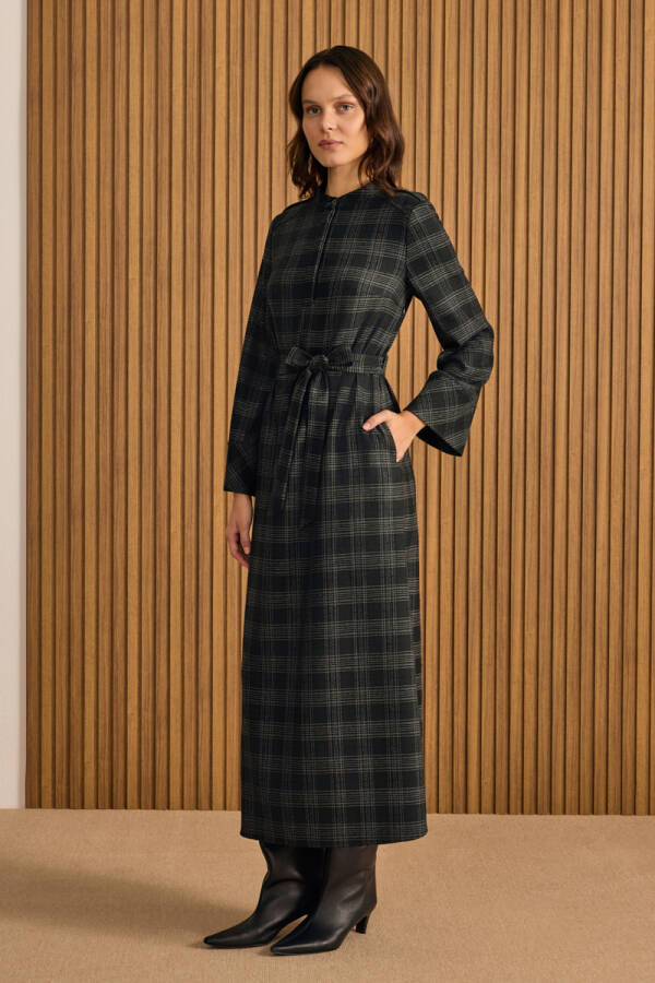 Siyah Ekose Elbise - 2