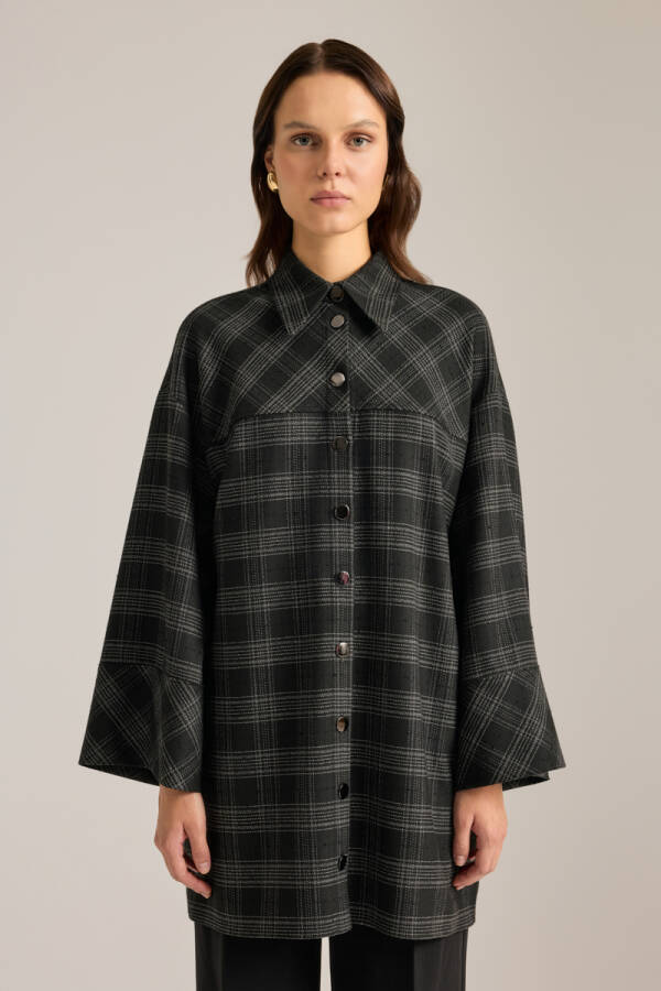 Siyah Ekose Viskon Tunik - 1