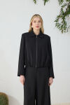 Siyah Etek Ucu Büzgülü Ceket - 3