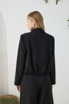 Siyah Etek Ucu Büzgülü Ceket - 7