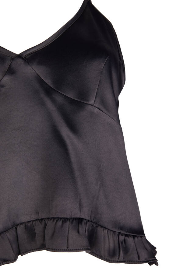 Siyah Etek Ucu Fırfır Detaylı Viscon Askılı Atlet - 2