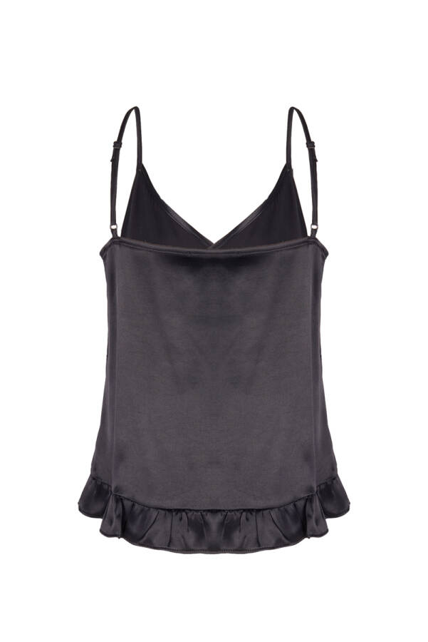 Siyah Etek Ucu Fırfır Detaylı Viscon Askılı Atlet - 3