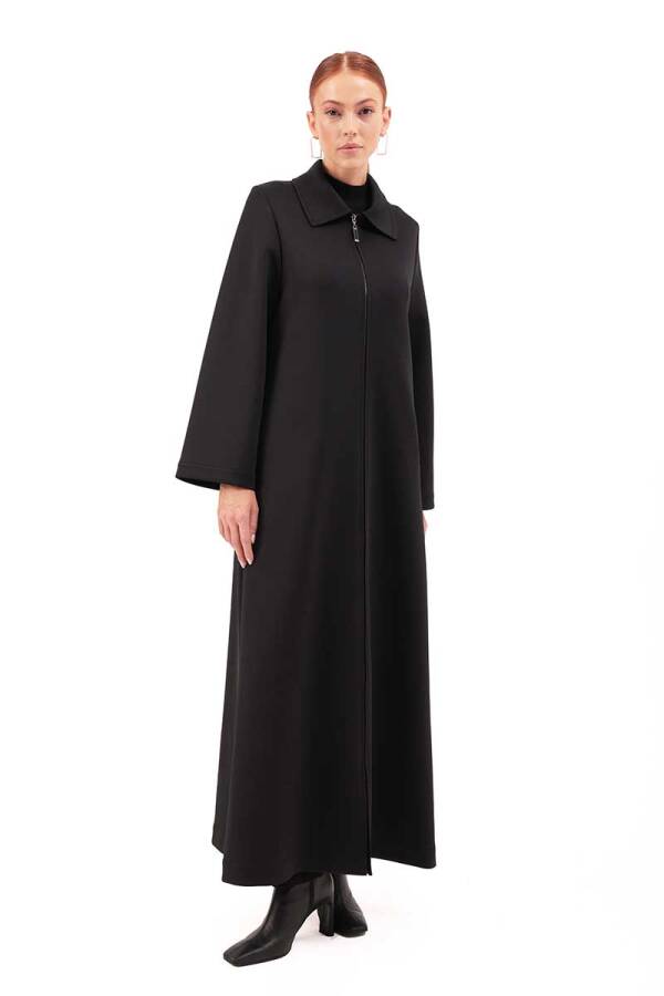 Siyah Fermuarlı Spor Pardösü - Aker (1)